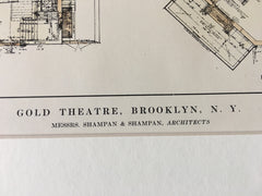 Gold Theatre, Brooklyn, NY, 1914, Shampan & Shampan, Original Hand-colored *