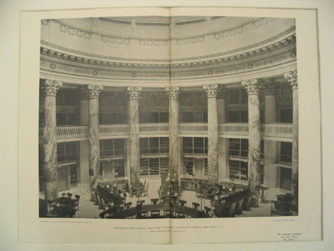Interior of the Library at New York University, New York, NY, 1901, McKim, Mead and White
