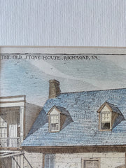 Old Stone House, Richmond, VA, 1886, Original Hand Colored -
