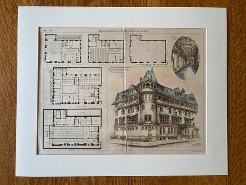New York Athletic Club, 1886, H Edwards Ficken, Hand Colored Original -