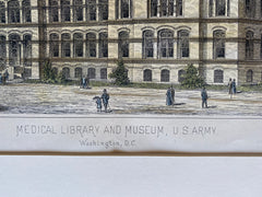 Medical Library & Museum, US Army, Washington DC, 1886, Hand Colored Original -