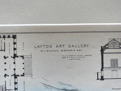 Layton Art Gallery, Milwaukee, WI, 1886, Hand Colored Original -