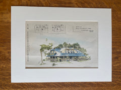 House at Interlaken, FL, 1886, E M Wheelwright, Hand Colored Original -
