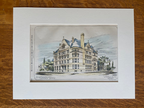 YMCA, Minneapolis, MN, 1886, W H Hayes, Hand Colored Original -