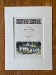 P.F. Allan House, San Antonio, TX, 1928, Ayres Architects, Hand Colored Original -