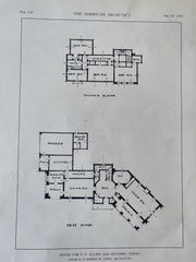 P.F. Allan House, San Antonio, TX, 1928, Ayres Architects, Hand Colored Original -
