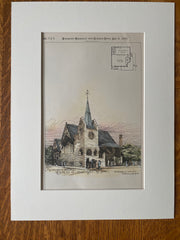 Methodist Episcopal Church, Seabright, NJ, 1889, Original Hand Colored -