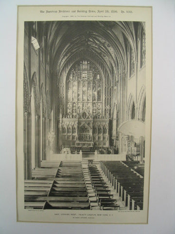 Nave at Trinity Church, New York, NY, 1896, Richard Upjohn