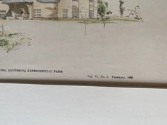 Dormitory, University Farm, St Paul, MN, 1888, Buffington, Original Hand Colored-