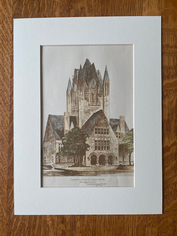 Court House, Bridgeport, CT, 1887, Clarence Luce, Original Hand Colored -