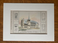 Brown University, Gymnasium, 1889, Howard Hoppin, Original Hand Colored -