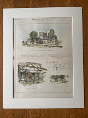 E S Isham House, Manchester, Vermont, 1889, F W Stickney, Original Hand Colored -