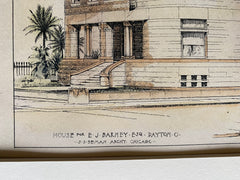 E J Barney House, Dayton, OH, 1889, S S Beman, Original Hand Colored -