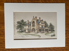W C Procter House, Cincinnati, OH, 1889, Original Hand Colored -