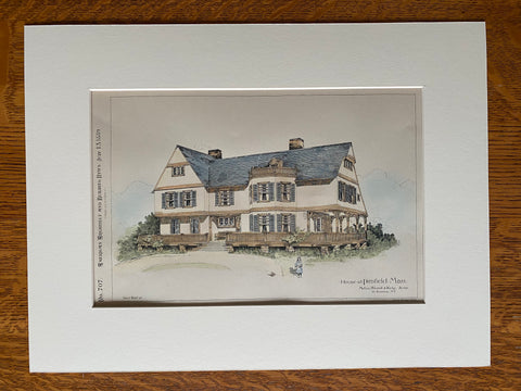 House at Pittsfield, MA, 1889, Mellen Westell & Kirby, Original Hand Colored -