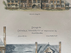Catholic University, Washington DC, 1887, O Von Nerta, Original Hand Colored -