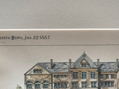 Catholic University, Washington DC, 1887, O Von Nerta, Original Hand Colored -