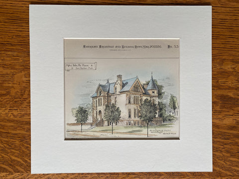 Alpha Delta Phi House, University of Michigan, Ann Harbor, MI, 1886, Original Hand Colored, Original Hand Colored -