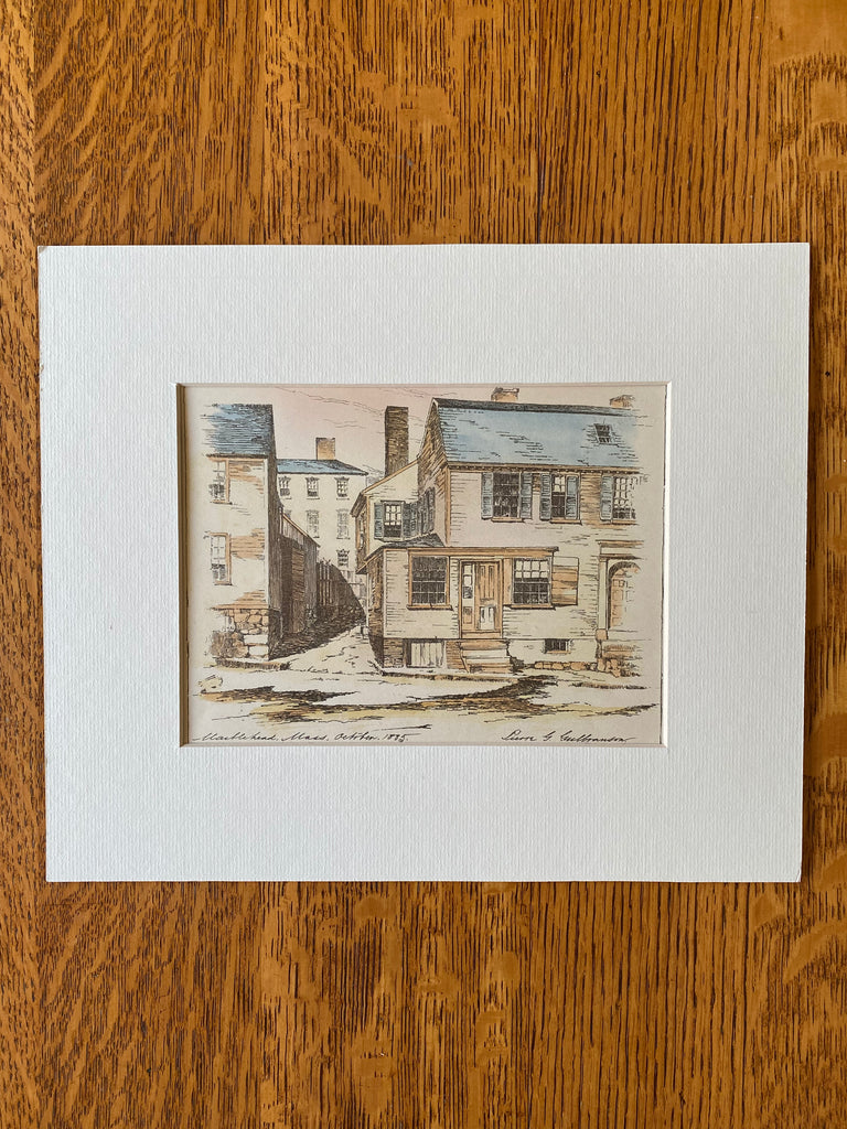 House at Marblehead, MA, 1886, Sketched by Pierre Gulbranson, Hand Colored, Original -