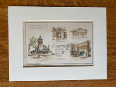 Dedham Station, Boston & Providence RR, MA, 1885, Hand Colored, Original -