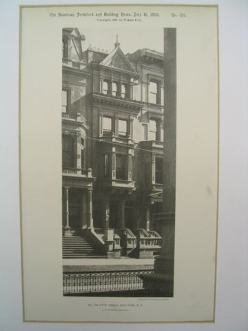 Number 589 on Fifth Avenue, New York, NY, 1891, J. G. Prague