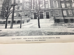East Front, High School Building, South Boston, MA, 1903, H D Hale, Original Gelatine *
