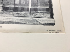 East Front, High School Building, South Boston, MA, 1903, H D Hale, Original Gelatine *