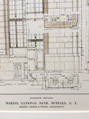 Marine National Bank, Buffalo, NY, 1914, Green & Wicks, Hand Colored Original *