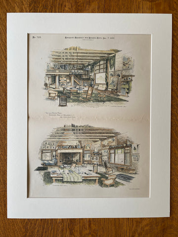 Summer House, Bellport, Long Island, NY, Charles Rich, Original Hand Colored -