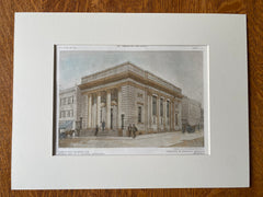 Hudson City Savings Institution, New York, 1910, Marcus Reynolds, Hand Colored Original *