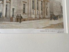 Hudson City Savings Institution, New York, 1910, Marcus Reynolds, Hand Colored Original *