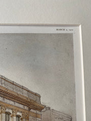 Hudson City Savings Institution, New York, 1910, Marcus Reynolds, Hand Colored Original *