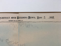 Exchange Club, Milk & Batterymarch Sts., Boston, MA, 1892, Original Hand Colored *
