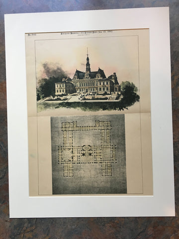 State House, Providence, RI, 1892, Carrere & Hastings, Original Hand Colored *