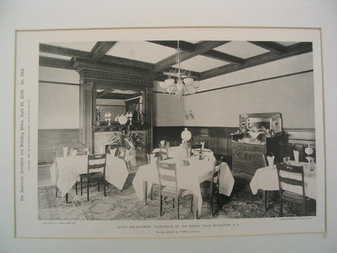 Ladies' Dining-Room in the Club-House of the Eureka Club, Rochester, NY, 1898, Nolan, Nolan & Stern