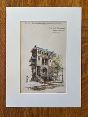 C A Zimmerman House, Rice Park, St Paul, MN, 1886, Original Hand Colored -