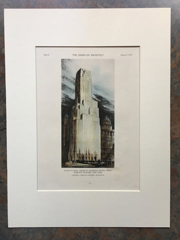 American Exchange Irving Trust, NY, 1929, Voorhees, et al, Hand Colored Original *