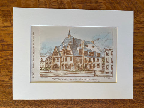 Perserverence Lodge, Knights Pythias, Philadelphia, 1889, Original Hand Colored -