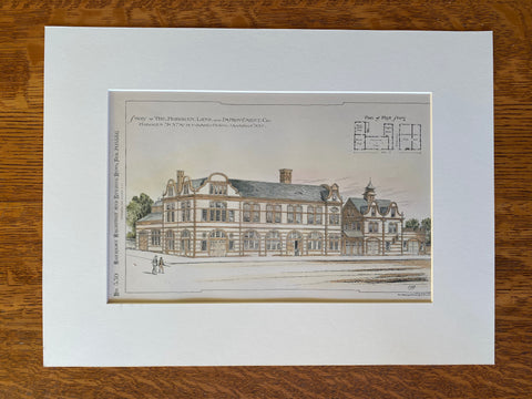 Shops of the Hoboken Land Improvement Co, NJ, 1886, Original Hand Colored -