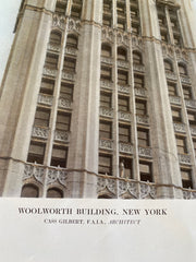 Woolworth Building, NY, 1913, Cass Gilbert, Original Hand Colored -