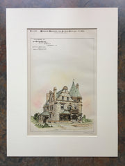 W H Blymyer House, Walnut Hills, Cincinnati, OH, 1885, Hand Colored Original *