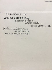 W H Blymyer House, Walnut Hills, Cincinnati, OH, 1885, Hand Colored Original *