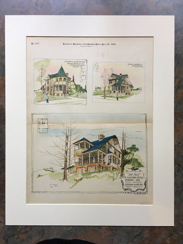 Cro Nest, N Matsons Cottage, Onteora Park, NY 1891, Hand Colored Original *
