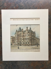 Boys' Lodging, Childrens Aid Society, 7th Ave, NY, 1884, Hand Colored Original *