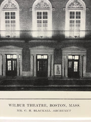 Wilbur Theatre, Exterior and Interior Details, Boston, MA, 1914, C H Blackall, Lithograph