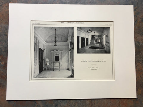 Wilbur Theatre, Lobby, Boston, MA, 1914, C H Blackall, Lithograph