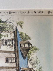 John Bartram House, Grey's Ferry, Philadelphia, 1889, Hand Colored Original -