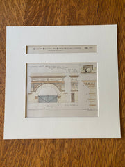 Gateway at East Rock Park, New Haven, CT, 1885, H A Howe, Hand Colored Original -