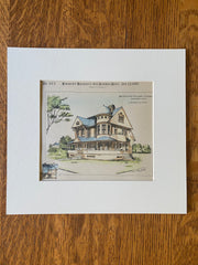 Isabelle Nash, Residence, Bridgeport, CT, 1889, Hand Colored Original -