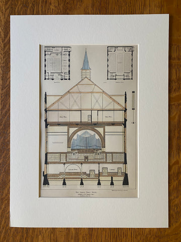 First Spiritual Temple, Boston, MA, 1886, Hand Colored Original -
